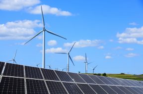 Solar,Photovoltaic,Panels,And,Wind,Turbines.,Energy,Concept